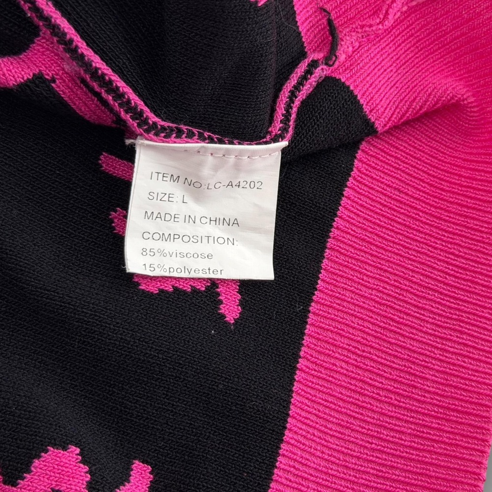 Lizette Collection Sweater Womens L Pink Eye Graphic Knit Y2K Pullover - Picture 6 of 7